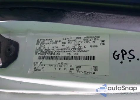 2013 Ford E-150 Commercial from USA, damaged, VIN 1FTNE1EW8DDB04258